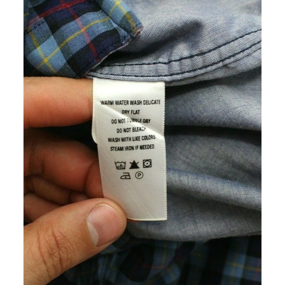 Carbon 2 Cobalt Plaid Button Front Shirt Large - Picture 6 of 7